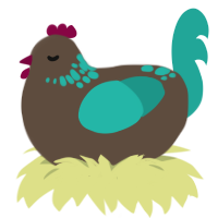 (unnamed), a bark and turquoise chicken with a neck-speckle pattern