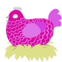 A fuchsia and orchid chicken with a lace pattern