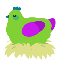 A grass and amethyst chicken