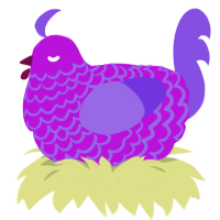 A amethyst and blurple chicken with a lace pattern