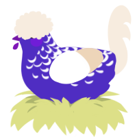 A indigo and cream chicken with a half-lace pattern