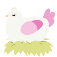 A white and pink chicken