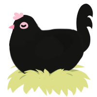 A black chicken with a head pattern