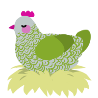 A silver and chartreuse chicken with a double-lace pattern