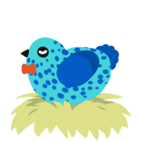 A aqua and ultramarine chicken with a speckle pattern