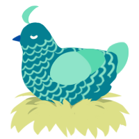 A sea and mint chicken with a lace pattern