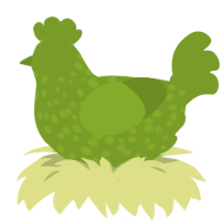 chart, a chartreuse chicken with a speckle pattern