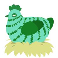 A mint and leaf chicken with a bar pattern