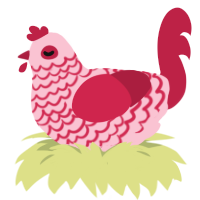 A rose and crimson chicken with a lace pattern