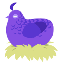A blurple and indigo chicken with a half-lace pattern