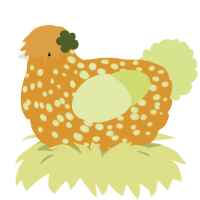 A orange and lemon chicken with a speckle pattern