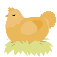 A honey chicken with a head pattern