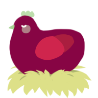 A maroon and crimson chicken