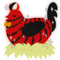 A red and sable chicken with a bar pattern