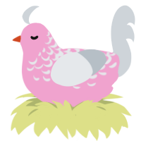 A pink and mist chicken with a half-lace pattern