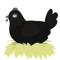 A black and sable chicken with a head pattern