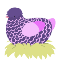 A overcast and lavender chicken with a lace pattern