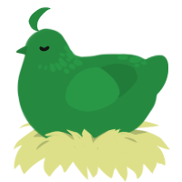 A viridian chicken with a neck-speckle pattern