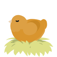 A orange chicken with a head pattern