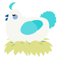 A white and aqua chicken