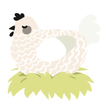 A cream and white chicken with a lace pattern