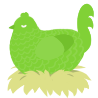 A grass chicken with a lace pattern