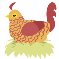 A honey and red chicken with a lace pattern