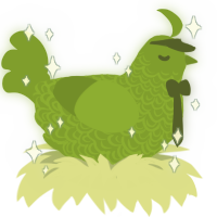 A chartreuse chicken with a double-lace pattern