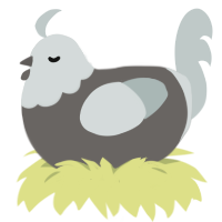 A grey and silver chicken with a head pattern