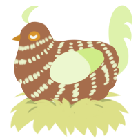 A brown and apple chicken with a bar pattern