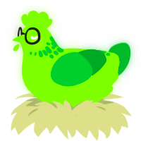 Astatine, a grass and viridian chicken with a neck-speckle pattern