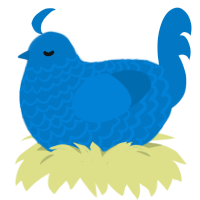 A sapphire chicken with a lace pattern