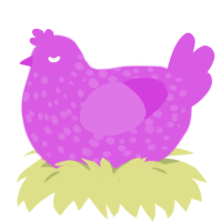 A orchid chicken with a speckle pattern