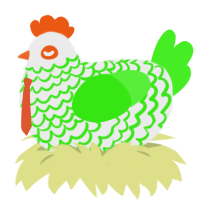 A black and amethyst chicken with a lace pattern