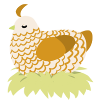 A cream and ochre chicken with a lace pattern