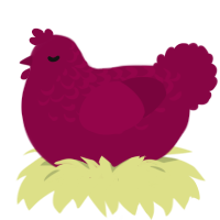 A maroon chicken with a half-lace pattern