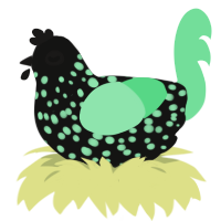 Mint Flavoured Void, a black and spring chicken with a speckle pattern