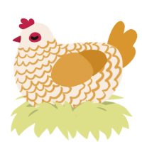 A cream and orange chicken with a lace pattern