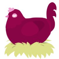 A maroon chicken with a head pattern