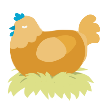 A orange and honey chicken with a head pattern