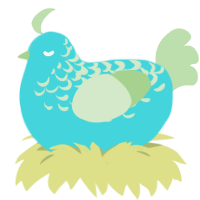 A aqua and gluppy chicken with a half-lace pattern