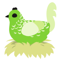 A grass and apple chicken with a half-lace pattern