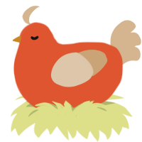 A vermilion and beige chicken