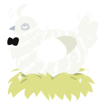 A white chicken with a bar pattern