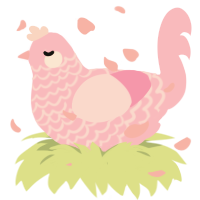 A pink chicken with a lace pattern
