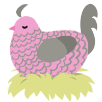 A pink and ash chicken with a lace pattern