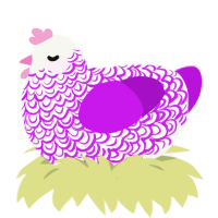 A white and amethyst chicken with a double-lace pattern