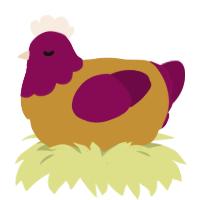 PbnJ, a gold and wine chicken with a head pattern