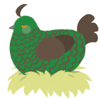 A viridian and bark chicken with a lace pattern
