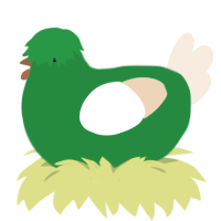 Moop, a viridian and cream chicken